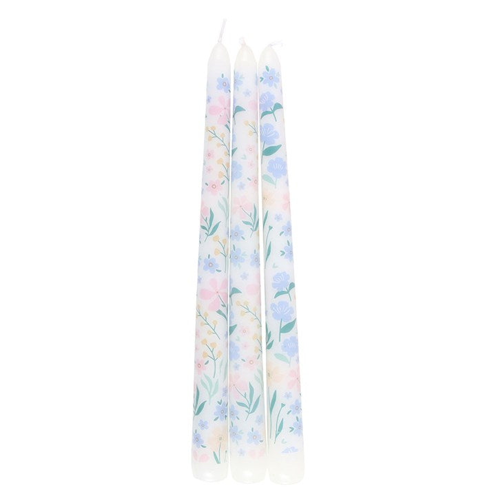 Set of 3 Ditsy Floral Taper Candles - Candles - Inspired Creative Gifts