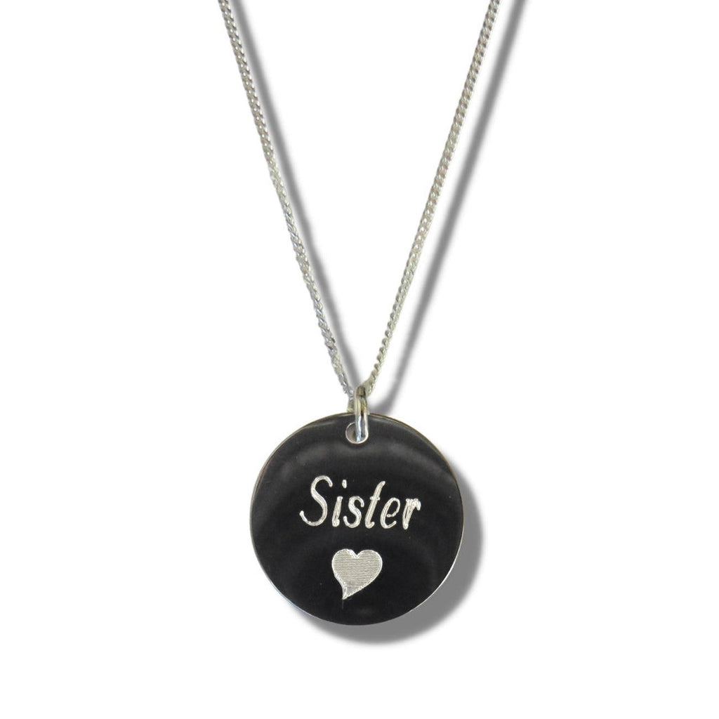 Sister Disc Necklace & Heart Symbol | Woman's Necklace | Inspired Creative Gifts