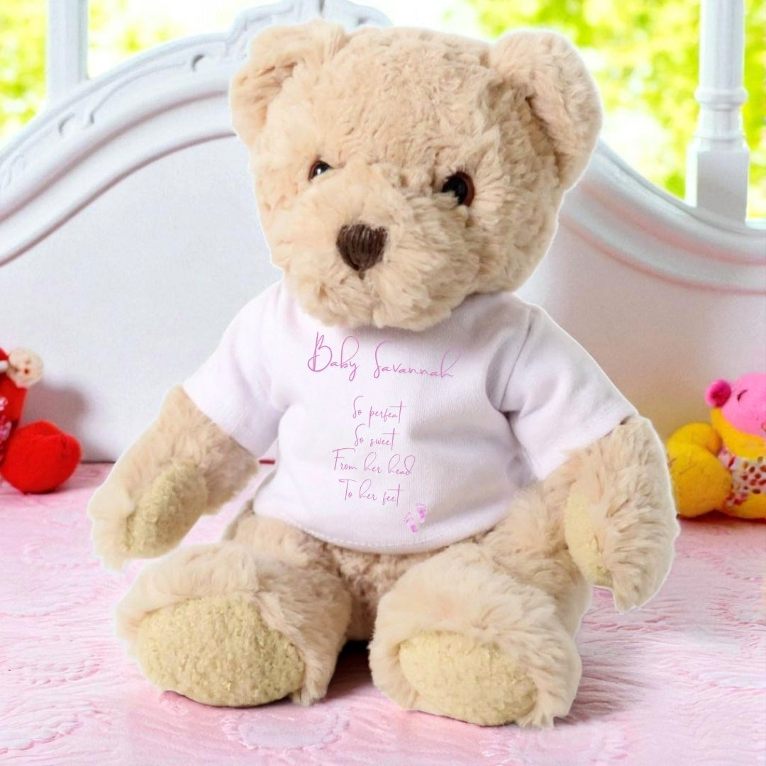 Personalised Luxury Teddy Bear with So Perfect So Sweet T-Shirt