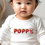 Personalised Strawberry Baby Grow, Vest or Bib with Name
