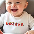 Personalised Strawberry Baby Grow, Vest or Bib with Name