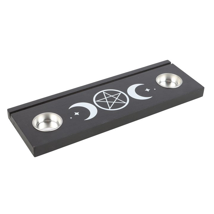 Black Triple Moon Tarot Card Stand Tealight Holder - Candle Holders - Inspired Creative Gifts