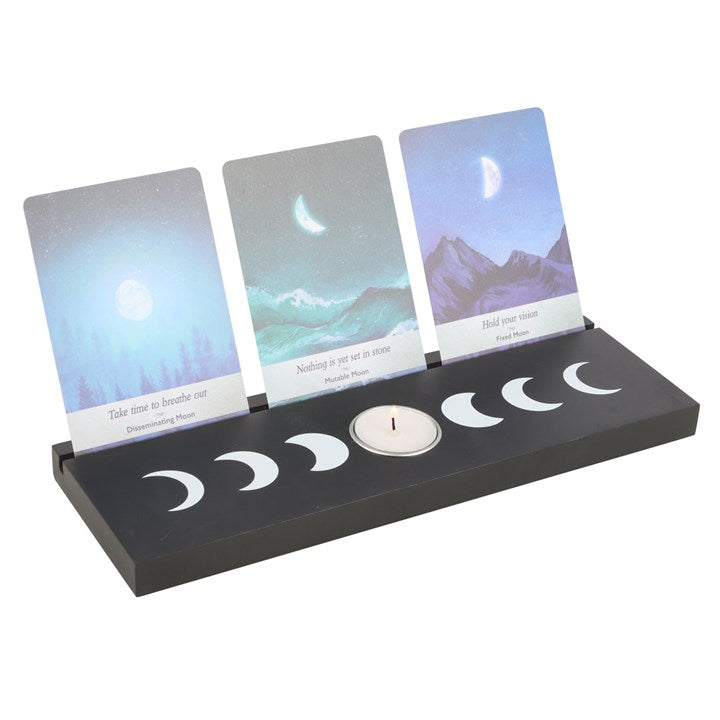 Black Moon Phase Tarot Card Stand Tealight Holder - Candle Holders - Inspired Creative Gifts