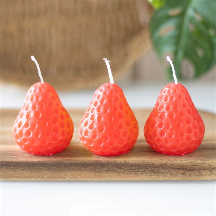 Set of 3 Strawberry Shaped Candles - Candles - Inspired Creative Gifts