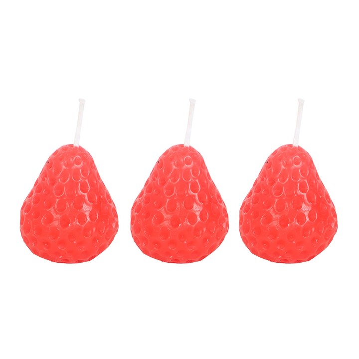 Set of 3 Strawberry Shaped Candles - Candles - Inspired Creative Gifts