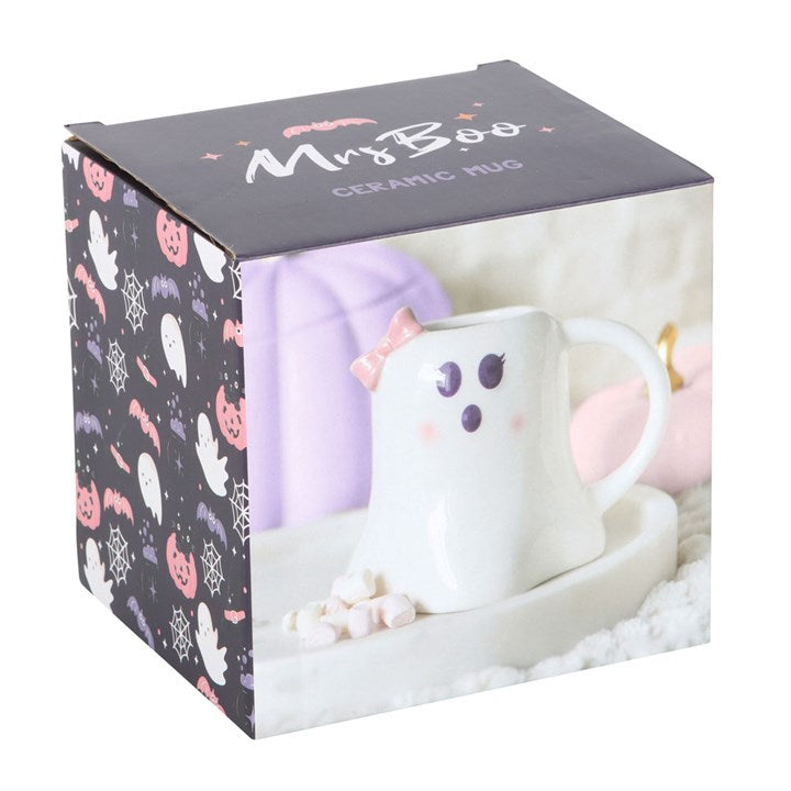 Mrs Boo Ghost Shaped Mug with Bow - Mugs - Inspired Creative Gifts