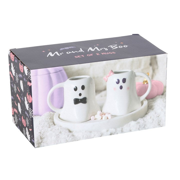 Mr and Mrs Boo Ghost Shaped Mug Set - Mugs - Inspired Creative Gifts
