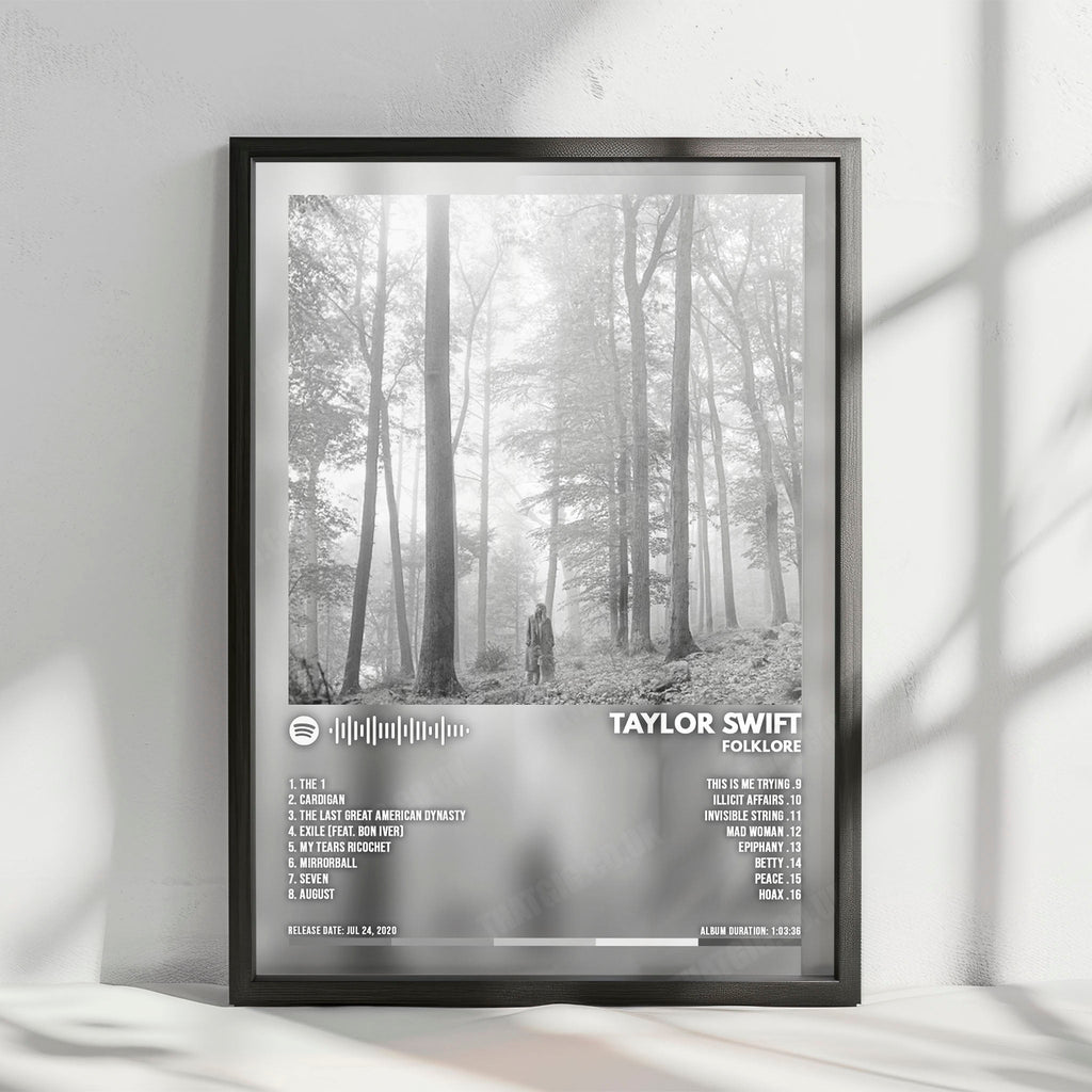 Taylor Swift - Folklore Album Cover Poster - with Complete Tracklist