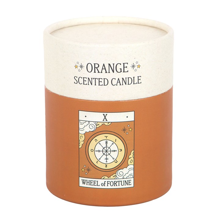 The Wheel of Fortune Vintage Tarot Orange Candle - Candles - Inspired Creative Gifts
