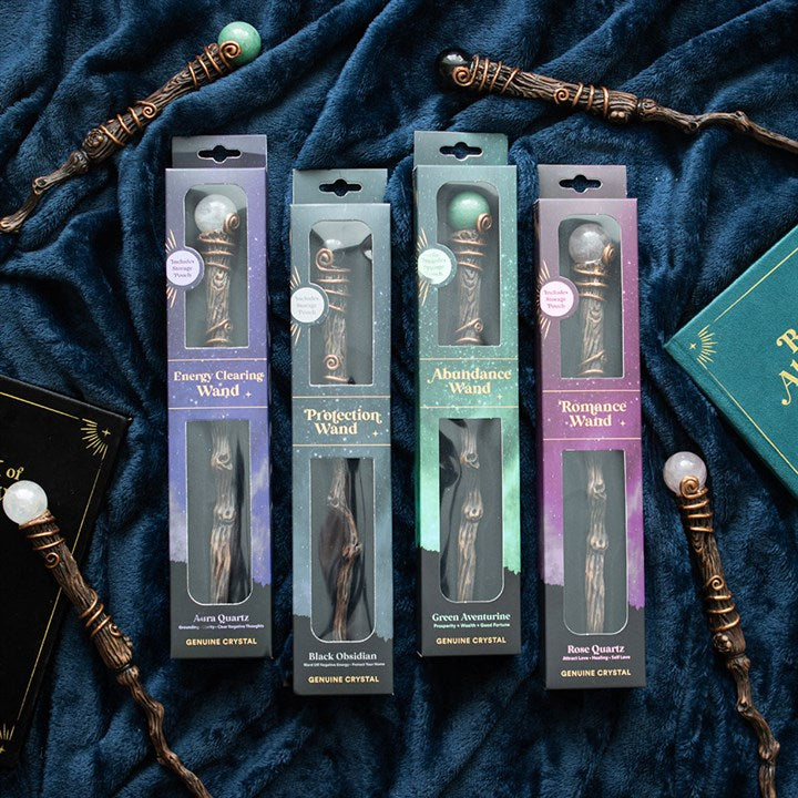 Energy Clearing Aura Quartz Crystal Wand with Pouch | Gemstones