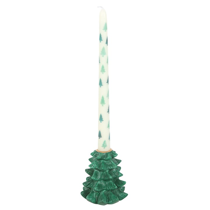 Green Fir Tree Candle Holder with Taper Candle - Candle Holders - Inspired Creative Gifts