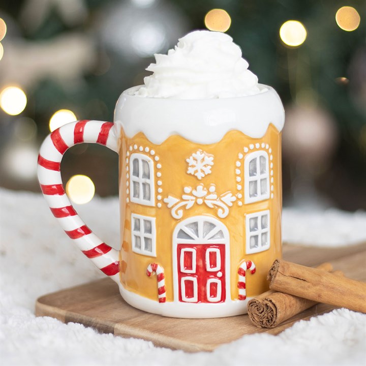 Candy Cane Gingerbread House Mug - Mugs - Inspired Creative Gifts
