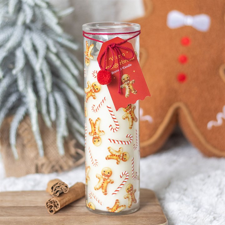 Candy Cane Warm Gingerbread Tube Candle - Candles - Inspired Creative Gifts