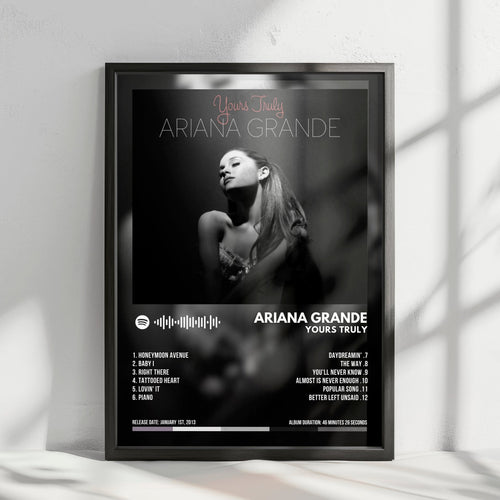 Ariana Grande "Yours Truly" Album Cover Poster - with Complete Tracklist | Album Cover | Inspired Creative Gifts