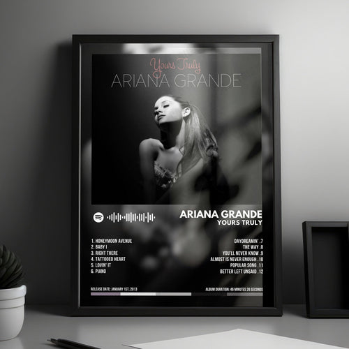 Ariana Grande "Yours Truly" Album Cover Poster - with Complete Tracklist | Album Cover | Inspired Creative Gifts