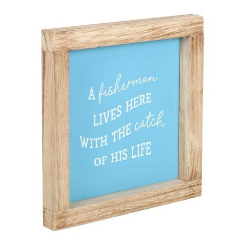A Fisherman Lives Here Wooden Frame Sign | Inspired Creative Gifts | UK Supplier