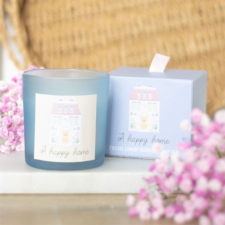 A Happy Home Fresh Linen Candle | Inspired Creative Gifts | UK Supplier