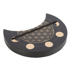 Black Flower of Life Crescent Moon Tarot Card Stand | Religious Items | Inspired Creative Gifts