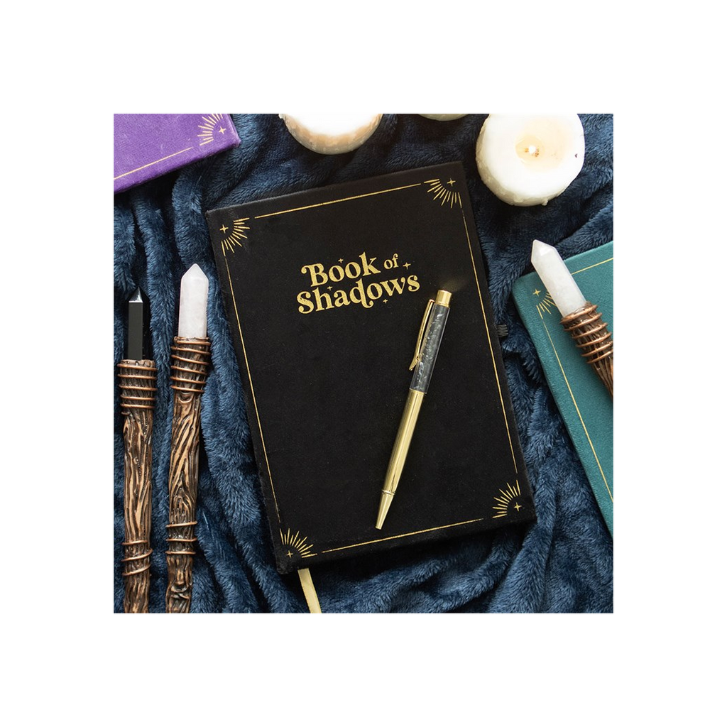 Book of Shadows Journal with Black Obsidian Crystal Pen | Notebook | Inspired Creative Gifts