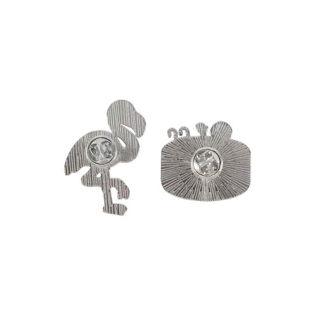 Dead Cool Skeleton and Flamingo Enamel Pin Badges