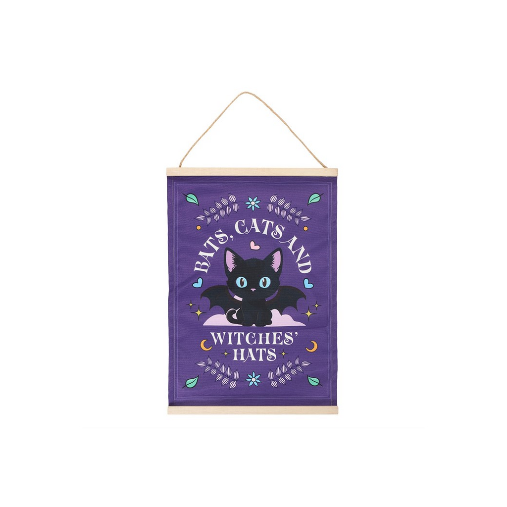 Bats, Cats and Witches Hats Fabric Wall Hanging | Wall Art | Inspired Creative Gifts