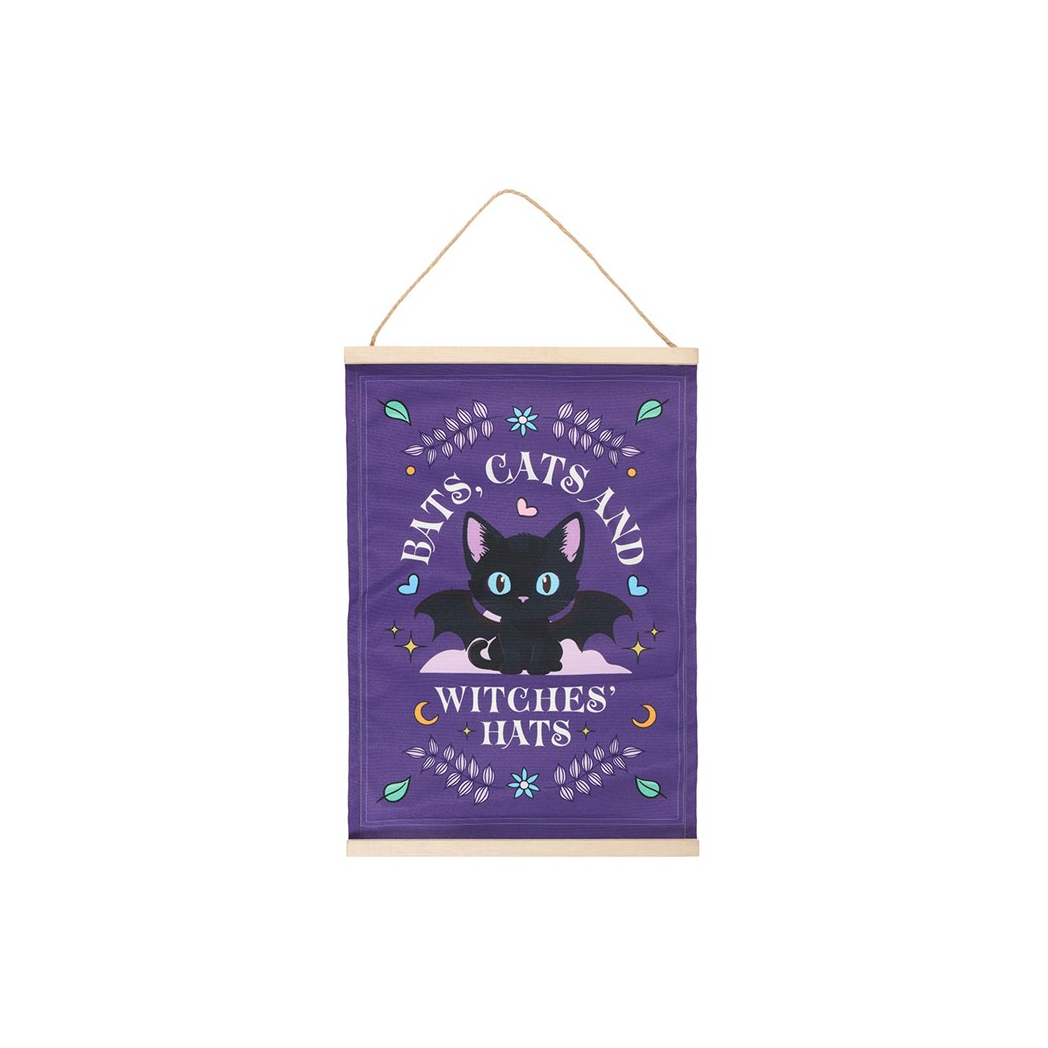 Bats, Cats and Witches Hats Fabric Wall Hanging | Wall Art | Inspired Creative Gifts