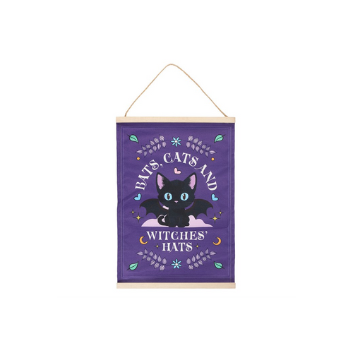 Bats, Cats and Witches Hats Fabric Wall Hanging | Wall Art | Inspired Creative Gifts