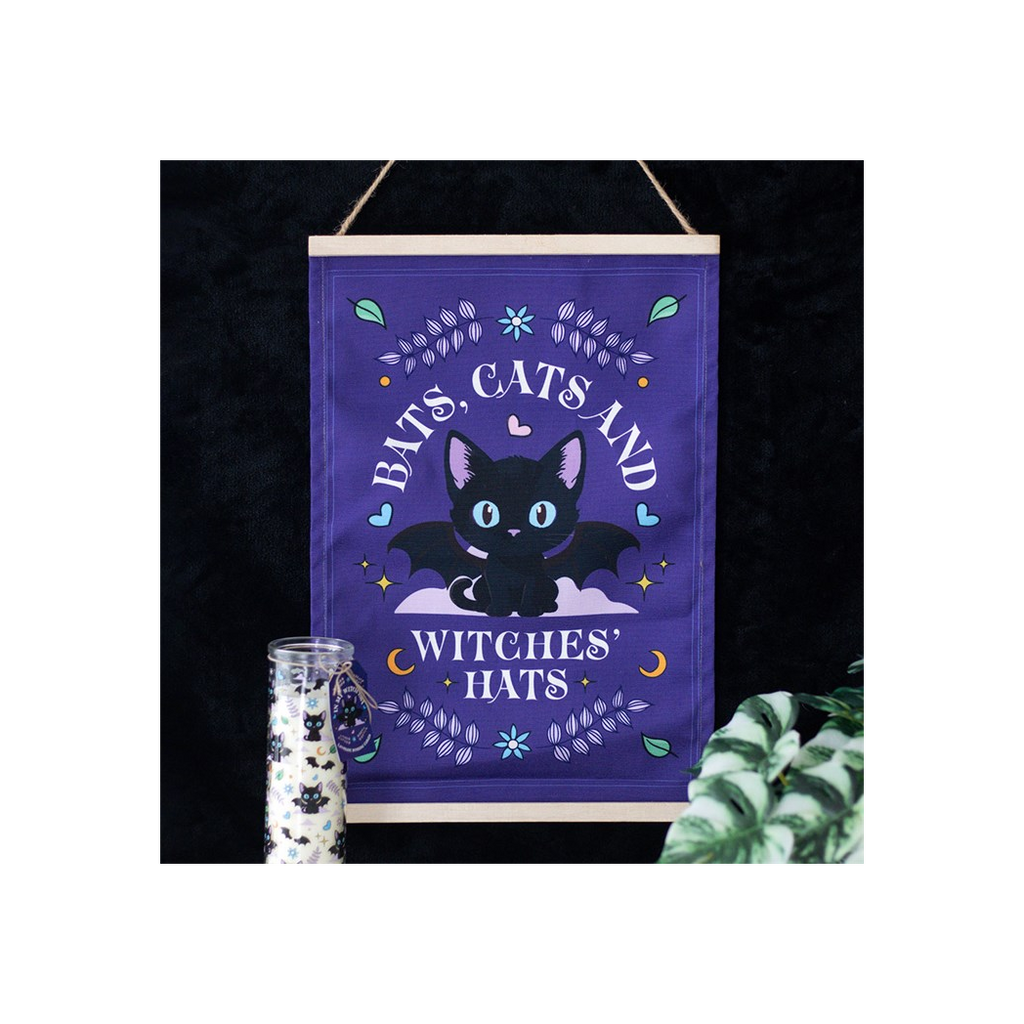 Bats, Cats and Witches Hats Fabric Wall Hanging | Wall Art | Inspired Creative Gifts