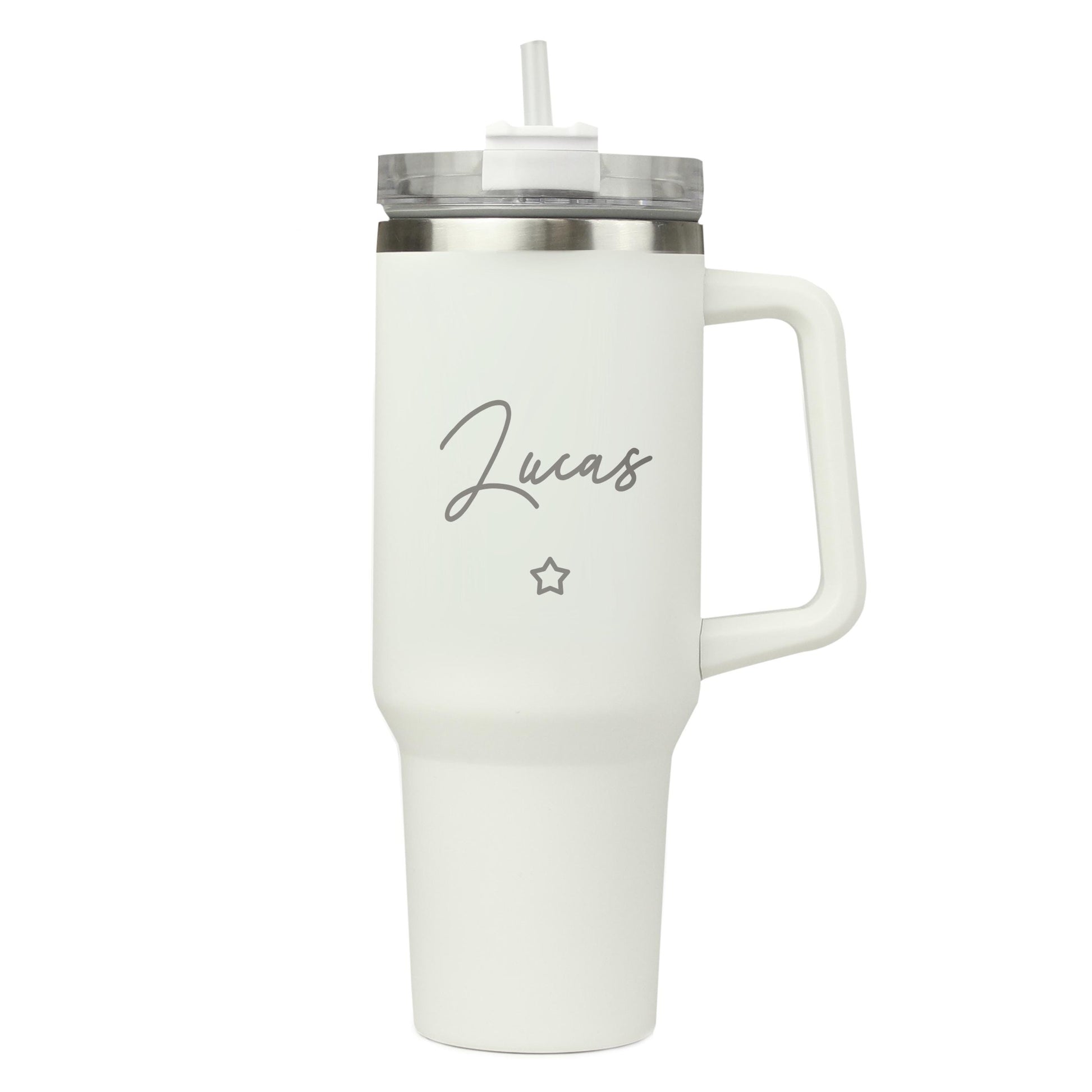Personalised Star 40oz White Travel Cup | Great Birthday Gift | Coffee or Tea Travel Cup - Inspired Creative Gifts