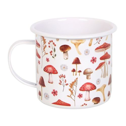 All Over Mushroom Print Enamel Mug | Inspired Creative Gifts | UK Supplier