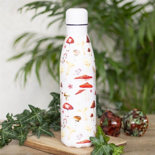 All Over Mushroom Print Metal Water Bottle | Inspired Creative Gifts | UK Supplier