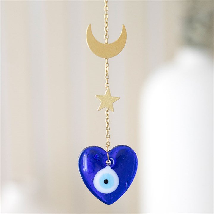 All Seeing Eye Glass Heart Hanging Decoration | Inspired Creative Gifts