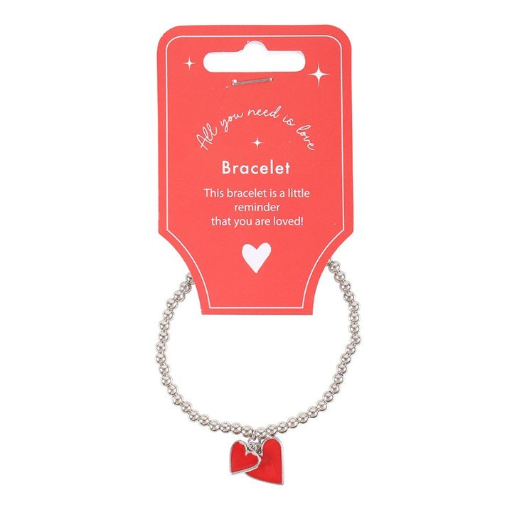 All You Need Is Love Beaded Heart Charm Bracelet | Inspired Creative Gifts | UK Supplier