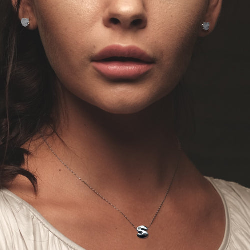 Diamante Initial Alphabet Silver Necklace | Personalised Necklaces | Inspired Creative Gifts