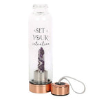 Amethyst Set Your Intention Glass Water Bottle | Inspired Creative Gifts | UK Supplier
