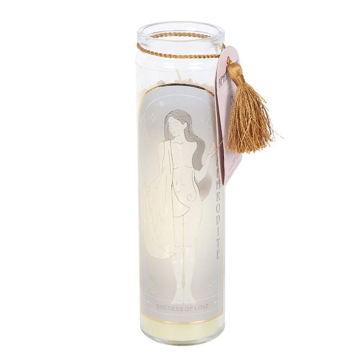 Aphrodite Goddess Tube Candle with Rose Quartz Crystals | Inspired Creative Gifts | UK Supplier