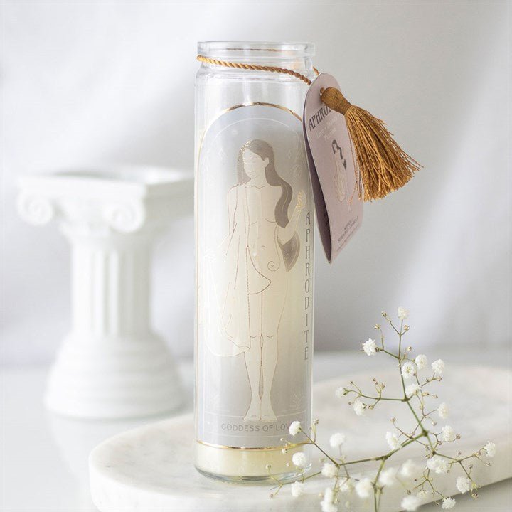 Aphrodite Goddess Tube Candle with Rose Quartz Crystals | Inspired Creative Gifts | UK Supplier