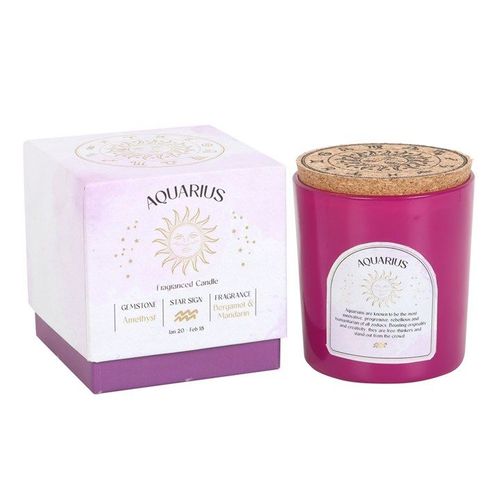 Aquarius Bergamot & Mandarin Gemstone Zodiac Candle | Inspired Creative Gifts | UK Supplier