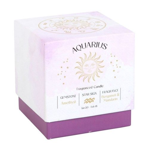 Aquarius Bergamot & Mandarin Gemstone Zodiac Candle | Inspired Creative Gifts | UK Supplier