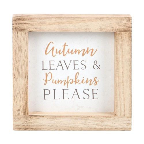 Autumn Leaves & Pumpkins Please Wooden Frame Sign | Inspired Creative Gifts | UK Supplier