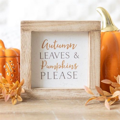 Autumn Leaves & Pumpkins Please Wooden Frame Sign | Inspired Creative Gifts | UK Supplier