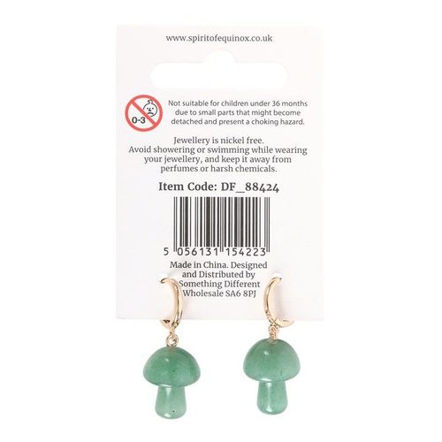 Aventurine Crystal Mushroom Earrings | Inspired Creative Gifts | UK Supplier