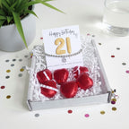21st Birthday Cubic Zirconia Silver Bracelet & Gold Balloon Hamper