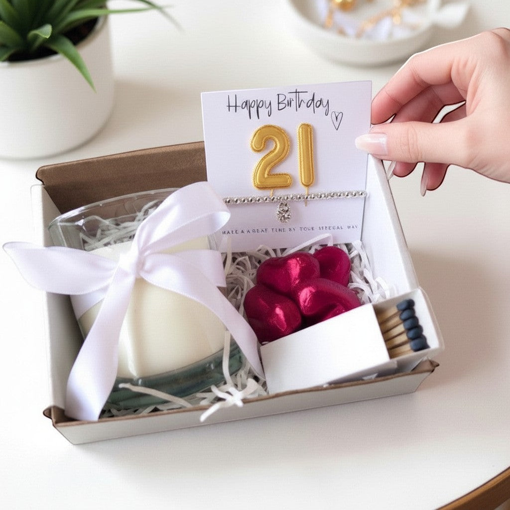 Small 21st Birthday Gold Balloons Hamper | Womans Bracelet | Inspired Creative Gifts