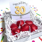 30th Birthday Cubic Zirconia Silver Bracelet & Gold Balloon Hamper
