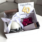 Small 40th Birthday Gold Balloon Hamper | Candle, Bracelet, Chocolates
