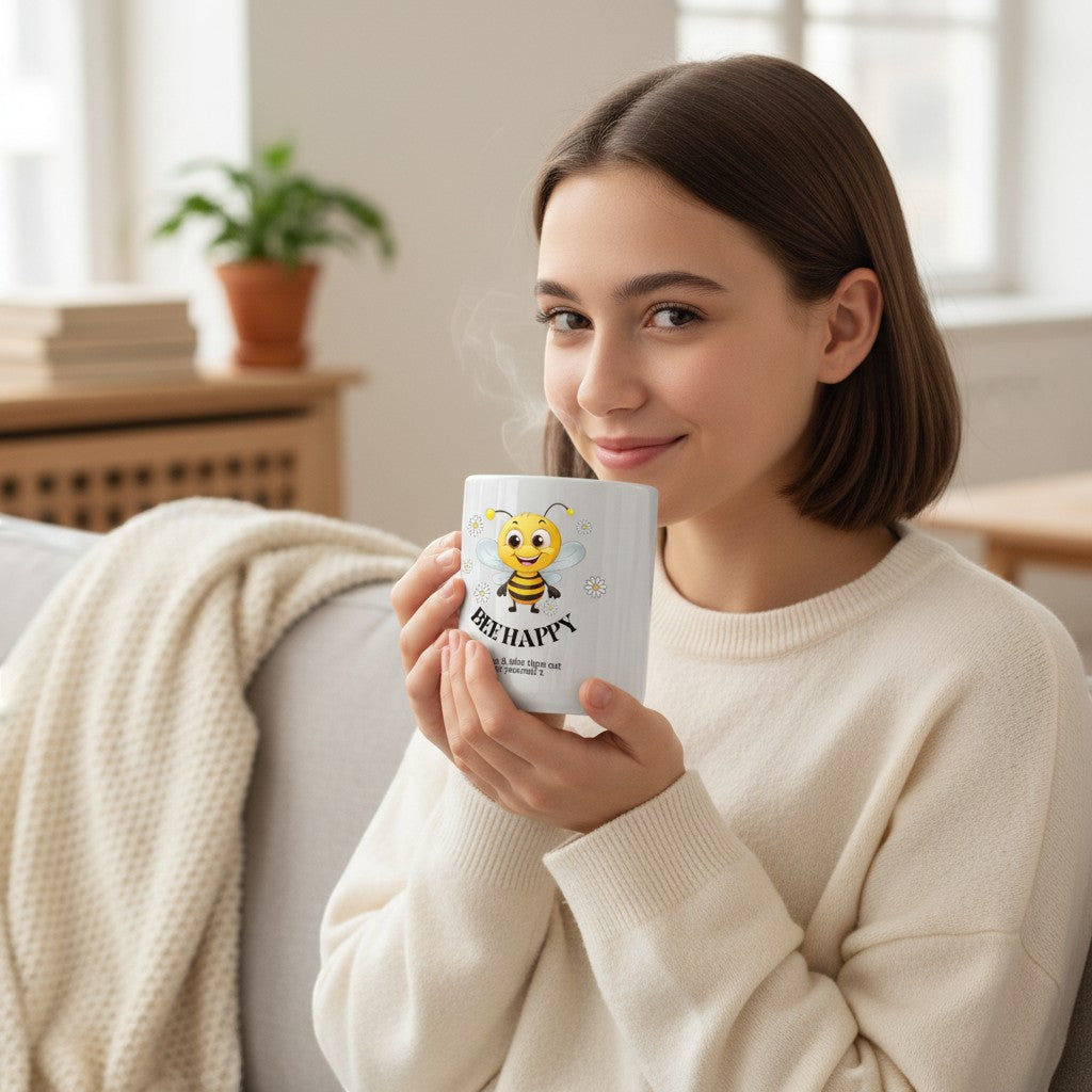 Personalised Bee Happy Mug