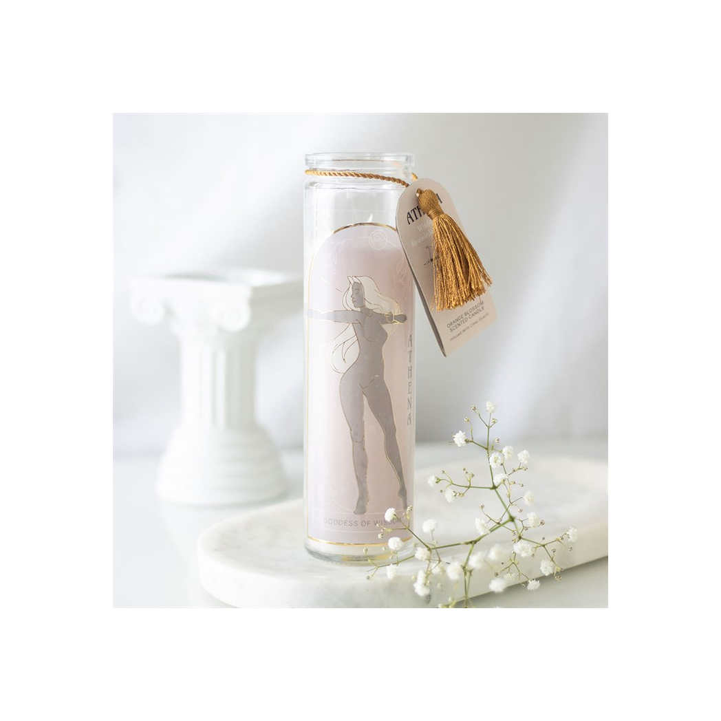 Athena Goddess Tube Candle with Clear Quartz Crystals | Candles