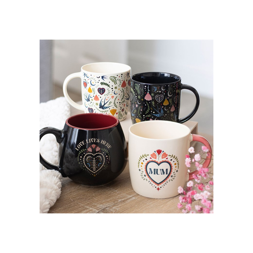Black Midnight Bloom Print Mug