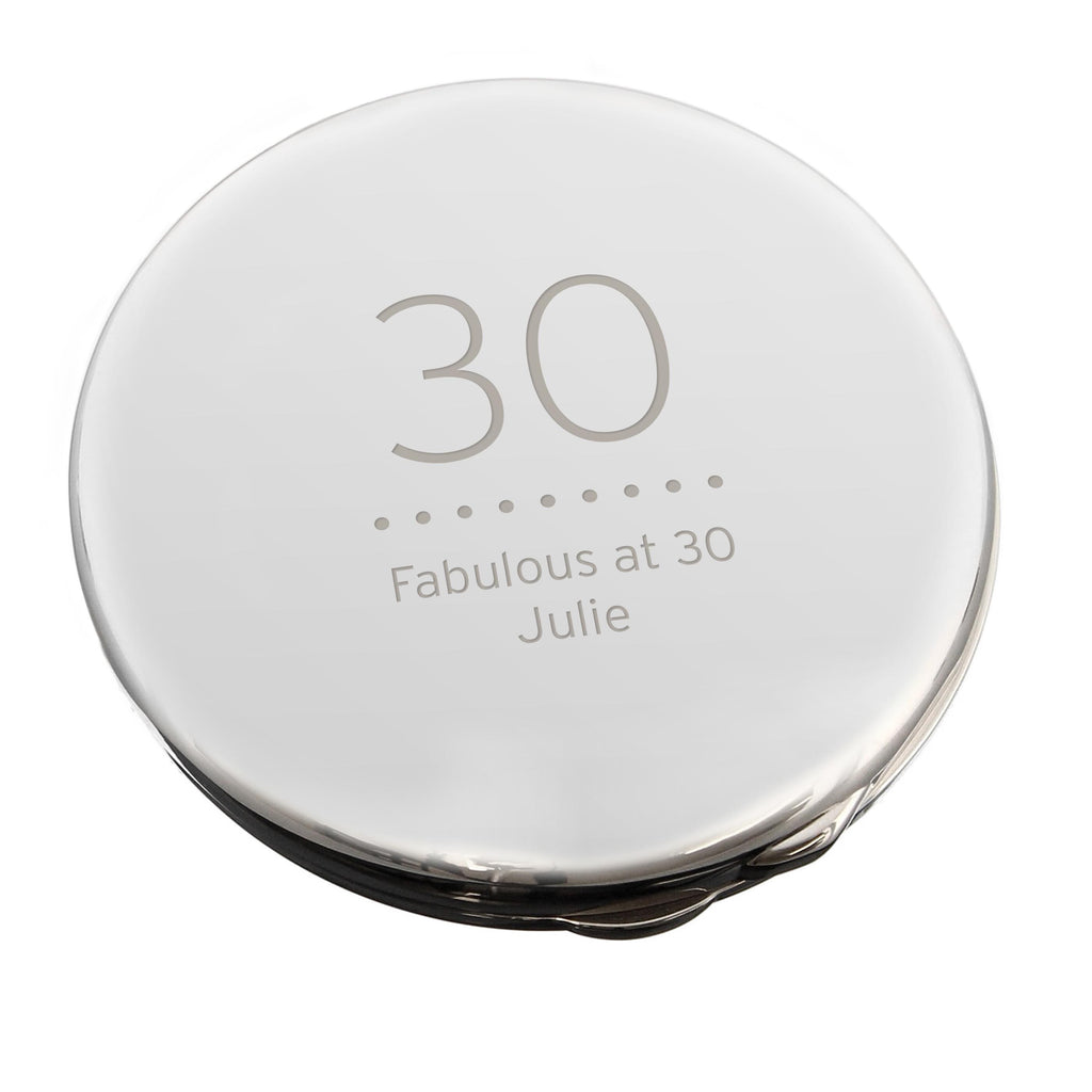 Personalised Birthday Big Age Round Compact Mirror - Make Up Mirror - Inspired Creative Gifts